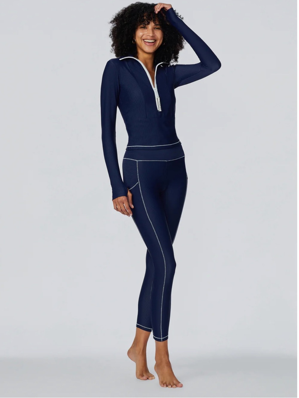 NWOT Watskin Brynn Ribbed 7/8 Legging in Marine Navy Size XS